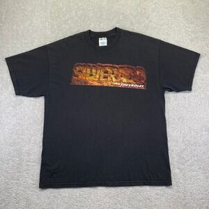 Vintage Chevy Silverado Rock Solid T Shirt Mens XL Black Graphic‎ Tee Truck Y2k